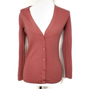 Theory Salmon Orchila Merino Wool Cardigan